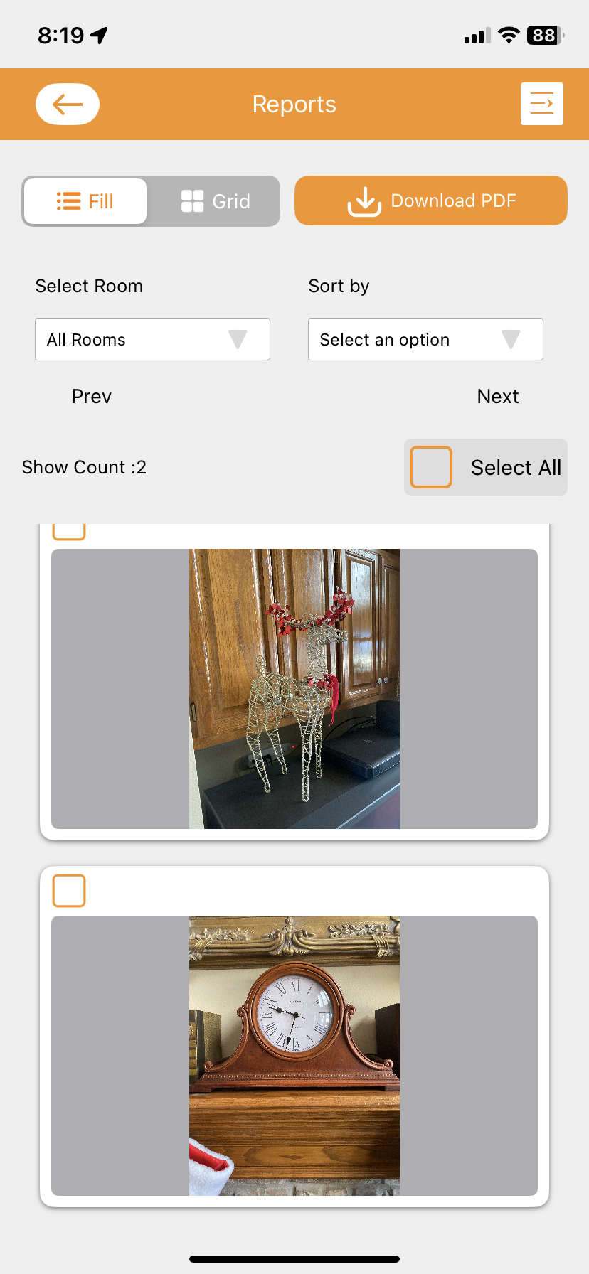 uTakeStock reports screen